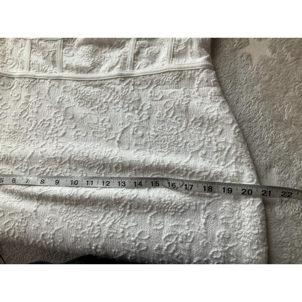 Anthropologie Women's Sz.XL Textured Knit Midi Dress White Cotton blend Bodycon - Picture 11 of 16